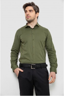 Рубашка мужская однотонная, цвет хаки, 186R2013