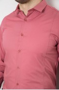 Рубашка мужская однотонная, цвет пудровый, 186R2013 - фото № 4