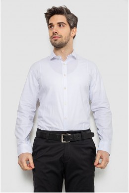 Рубашка мужская однотонная, цвет белый, 186R2013