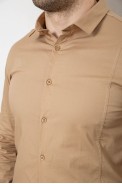Рубашка мужская однотонная, цвет бежевый, 186R2013 - фото № 4