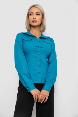 Рубашка женская однотонная, цвет бирюзовый, 230R068