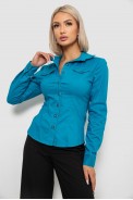 Рубашка женская однотонная, цвет бирюзовый, 230R068 - фото № 2