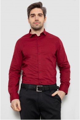 Рубашка мужская однотонная, цвет бордовый, 186R2013