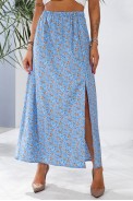 Спідниця софт із квітковим принтом, колір блакитний, 257R11 оптом - фото № 3