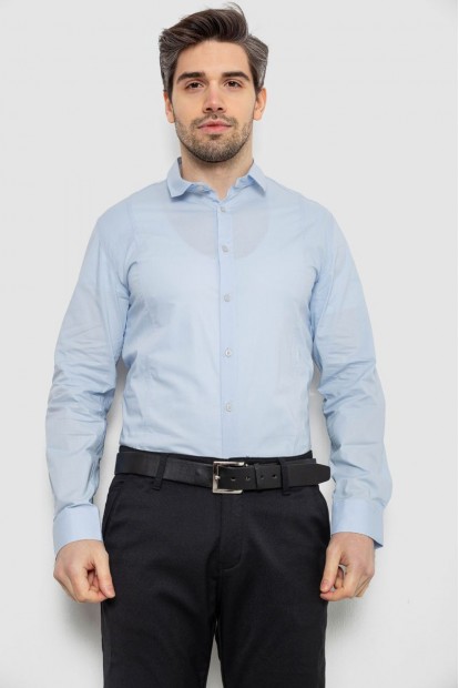 Рубашка мужская однотонная, цвет голубой, 186R2013