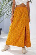 Спідниця софт із квітковим принтом, колір гірчичний, 257R11 - фото № 3
