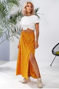 Спідниця софт із квітковим принтом, колір гірчичний, 257R11 - фото № 0