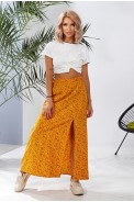Спідниця софт із квітковим принтом, колір гірчичний, 257R11 - фото № 1