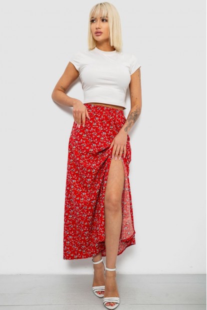 Юбка софт с цветочным принтом, цвет красный, 257R11