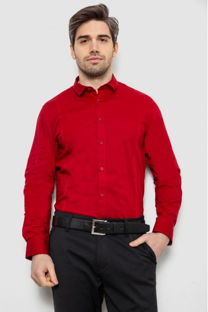Рубашка мужская однотонная, цвет красный, 186R2013