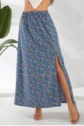 Спідниця софт із квітковим принтом, колір синій, 257R11 - фото № 4