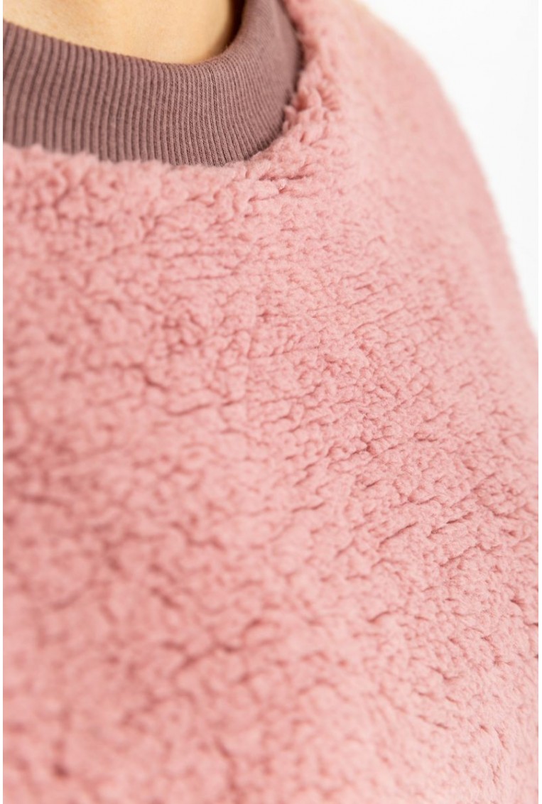 Купить Свитшот женский меховой Тедди, цвет пудровый, 102R5204 - Фото №6