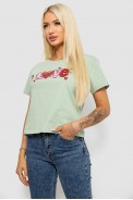 Футболка женская с принтом, цвет оливковый, 221R5169 - фото № 2
