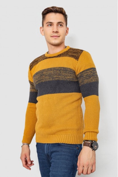Вовняний чоловічий светр  -уцінка, колір гірчичний, 247R3300-U