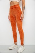 Лосини жіночі велюрові однотонні в рубчик, колір теракотовий, 214R333 - фото № 2