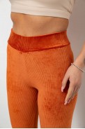 Лосини жіночі велюрові однотонні в рубчик, колір теракотовий, 214R333 - фото № 4
