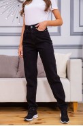 Женские джинсы МОМ черного цвета 157R3105 - фото № 0