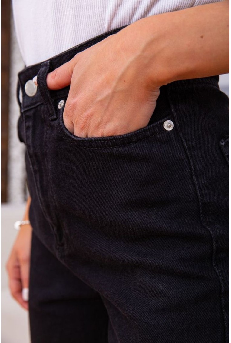 Купить Женские джинсы МОМ черного цвета 157R3105 - Фото №5