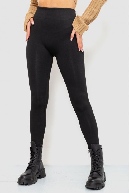 Лосіни безшовні на флісі, колір чорний, 139RW822