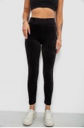 Лосини жіночі велюрові однотонні в рубчик, колір чорний, 214R333 - фото № 0