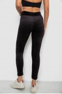 Лосини жіночі велюрові однотонні в рубчик, колір чорний, 214R333 - фото № 3