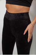 Лосини жіночі велюрові однотонні в рубчик, колір чорний, 214R333 - фото № 4