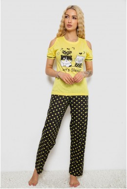 Пижама женская с принтом, цвет желтый, 243R2038-A