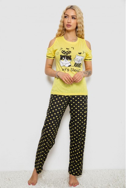 Пижама женская с принтом, цвет желтый, 243R2038-A