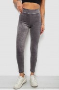 Лосини жіночі велюрові однотонні в рубчик, колір сірий, 214R333 - фото № 0