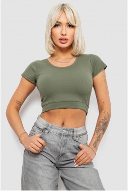 Топ женский однотонный в рубчик, цвет темно-оливковый, 214R262