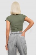 Топ жіночий однотонний в рубчик, колір темно-оливковий, 214R262 оптом - фото № 3