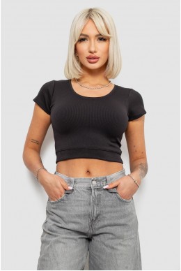 Топ женский однотонный в рубчик, цвет черный, 214R262