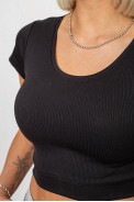 Топ жіночий однотонний в рубчик, колір чорний, 214R262 оптом - фото № 4