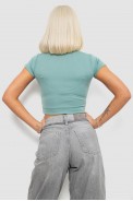 Топ жіночий однотонний в рубчик, колір світло-оливковий, 214R262 оптом - фото № 3