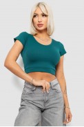 Топ жіночий однотонний в рубчик, колір темно-зелений, 214R262 оптом - фото № 0