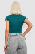 Топ жіночий однотонний в рубчик, колір темно-зелений, 214R262 оптом - фото № 3