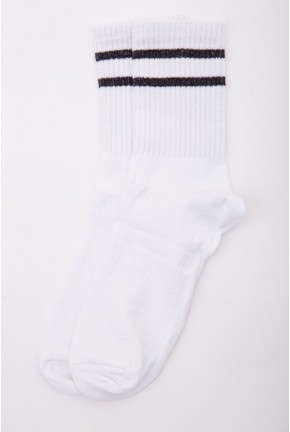 Белые женские носки средней высоты в полоску 131R137096