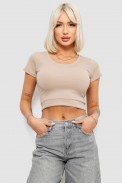 Топ женский однотонный в рубчик, цвет бежевый, 214R262 - фото № 0