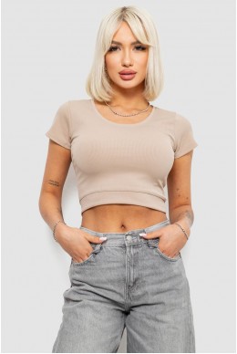 Топ женский однотонный в рубчик, цвет бежевый, 214R262