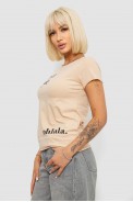 Футболка женская с принтом, цвет бежевый, 244R1008-5 - фото № 2