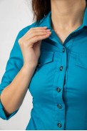 Сорочка жіноча однотонна  -уцінка, колір бірюзовий, 230R068-3-U - фото № 4