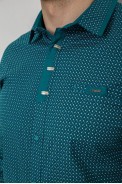 Рубашка мужская с принтом  -уценка, цвет зеленый, 214R7467-U оптом - фото № 4