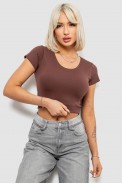 Топ женский однотонный в рубчик, цвет коричневый, 214R262 - фото № 0