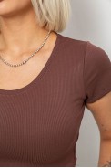 Топ женский однотонный в рубчик, цвет коричневый, 214R262 - фото № 4