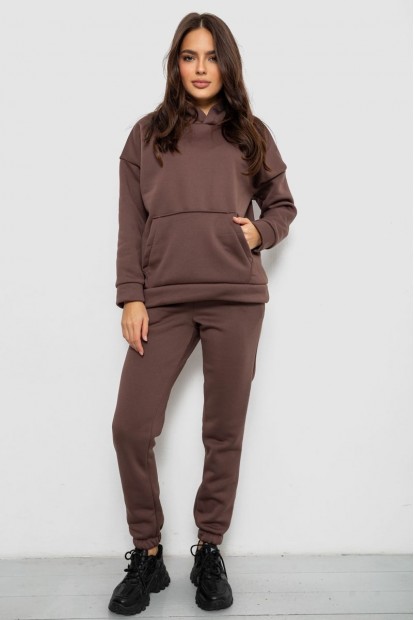 Спортивный костюм женский на флисе  -уценка, цвет коричневый, 257R85-U-1