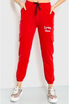 Спорт штани жіночі карго, колір червоний, 220R041