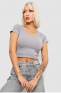 Топ жіночий однотонний в рубчик, колір світло-сірий, 214R262 оптом - фото № 0