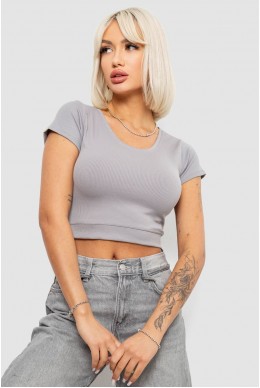 Топ женский однотонный в рубчик, цвет светло-серый, 214R262