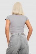 Топ жіночий однотонний в рубчик, колір світло-сірий, 214R262 оптом - фото № 3