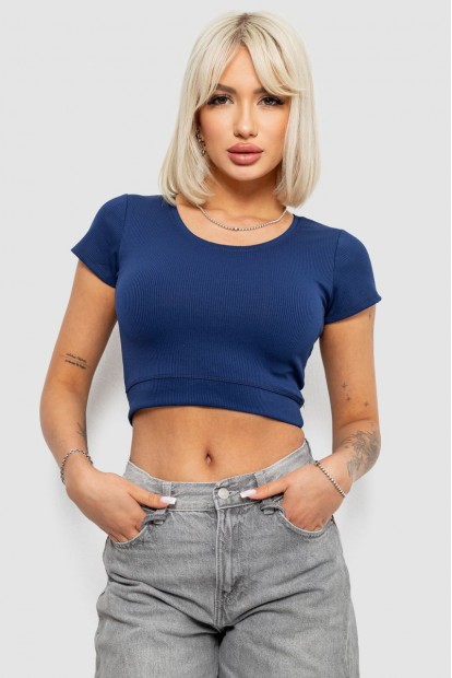 Топ женский однотонный в рубчик, цвет синий, 214R262